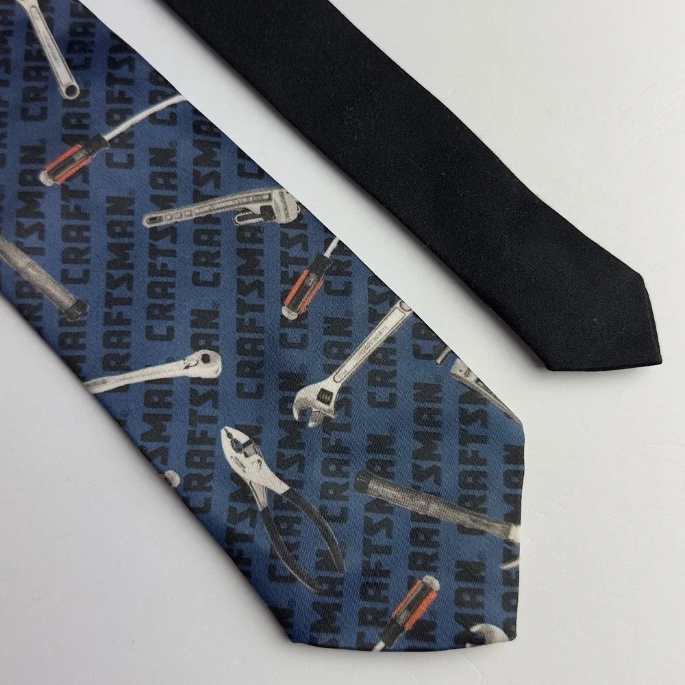 Ralph Marlin Craftsman Tools Necktie Mens Blue Novelty Graphic Print Made in USA